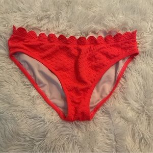 Kate Spade Neon Orange Scalloped Bikini Bottoms Size 14 Girls XS Women’s NWOT.